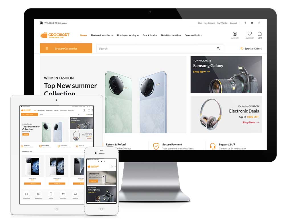 购物电商日用百货英文外贸站