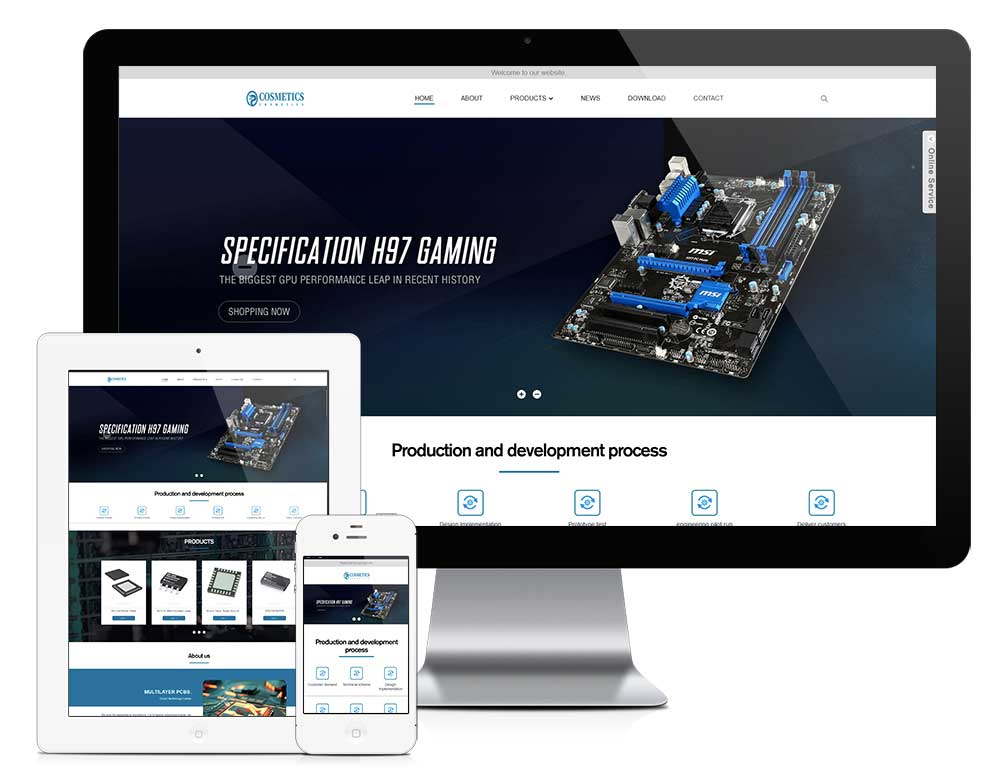 响应式电子元件外贸企业网站